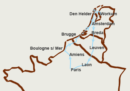 Cliquez pour voir la carte dtaille de notre trajet de Paris aux Pays-Bas