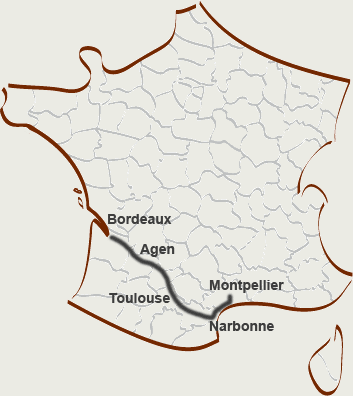carte Bordeaux-Montpellier